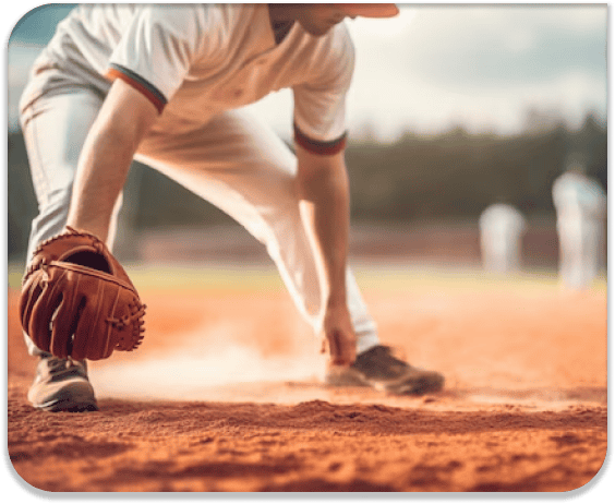 A baseball player is getting ready to run.