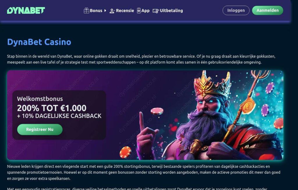 Online casino promotion with fantasy character.