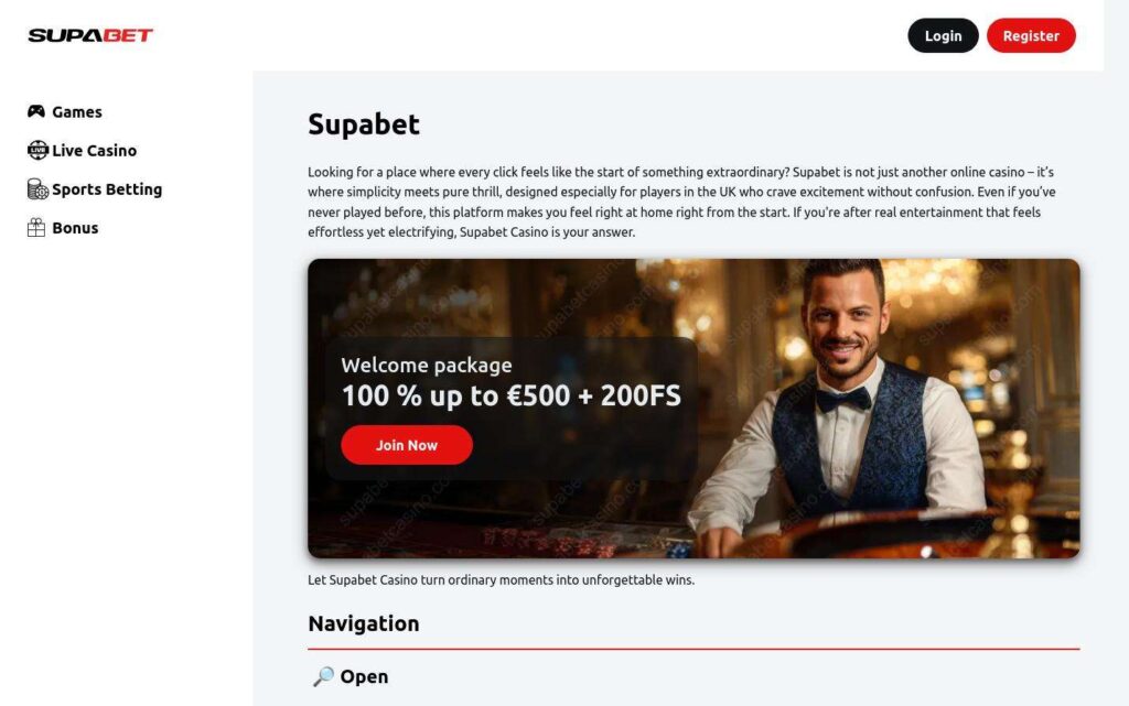 Online casino welcome package promotional banner.