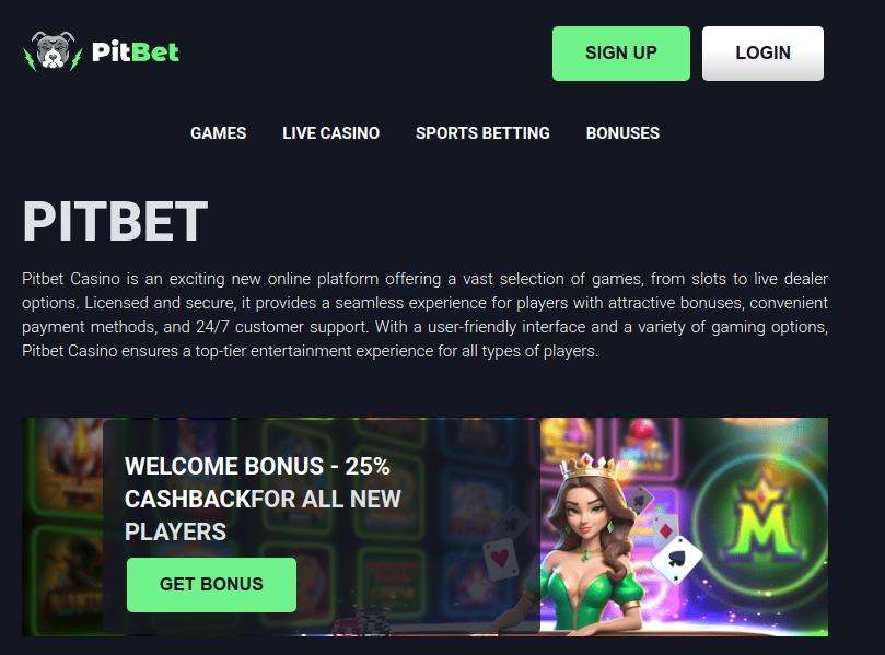 Online casino homepage with welcome bonus offer.
