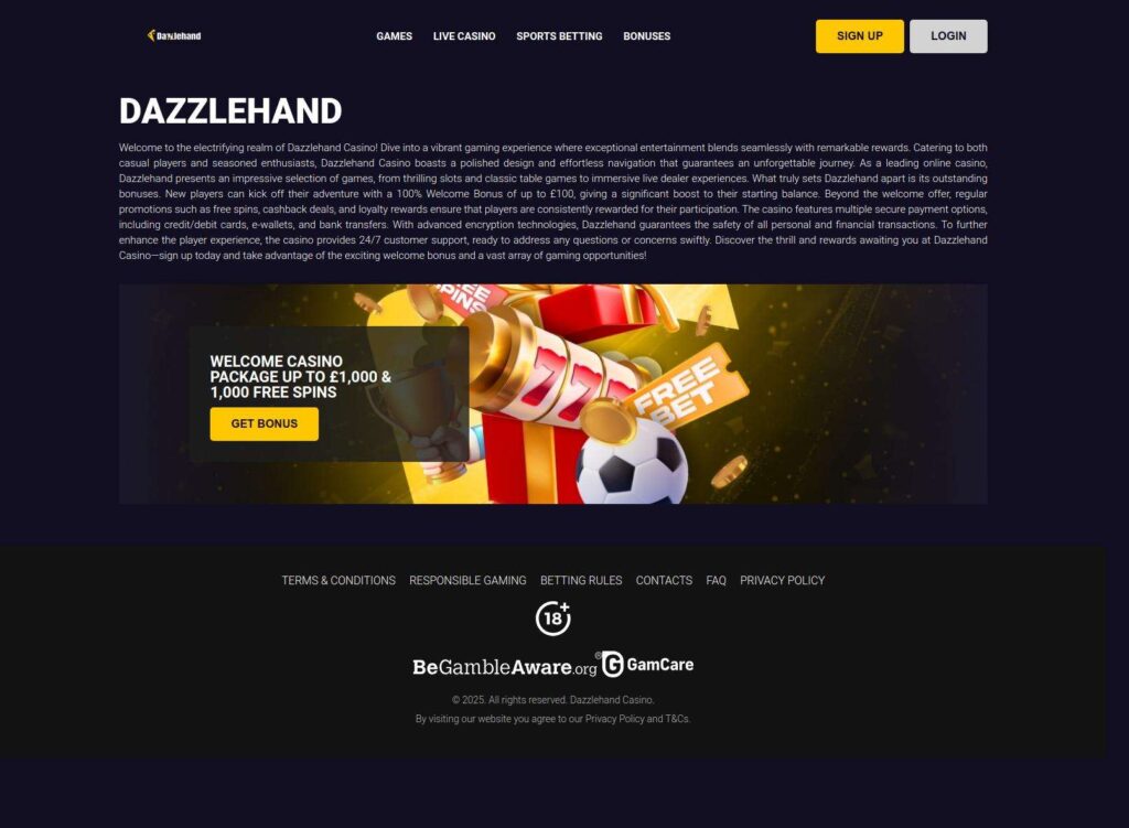 Online casino welcome package advertisement banner.